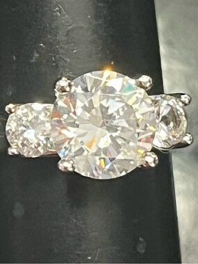 3ct Round Cut Diamonique cz Diamond Engagement Wedding sterling silver Ring QVC